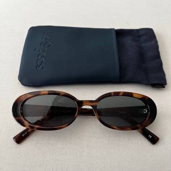 Le Specs Outta Love Tortoise Shell Uni-Sex Oval Sunglasses - Picture 3 of 4